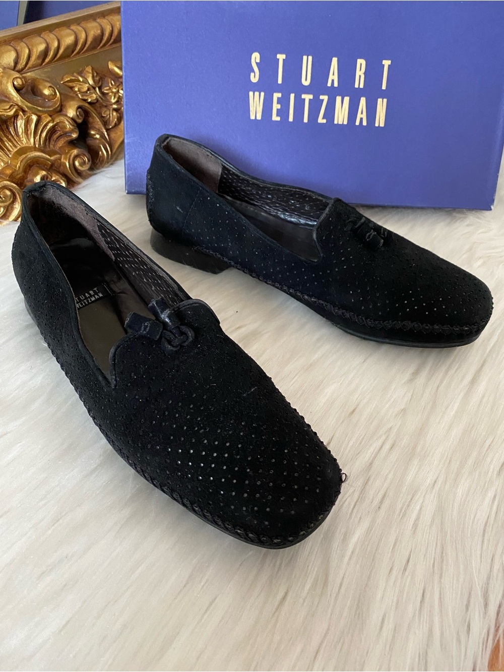 Stuart Weitzman Black Suede Driver Loafer